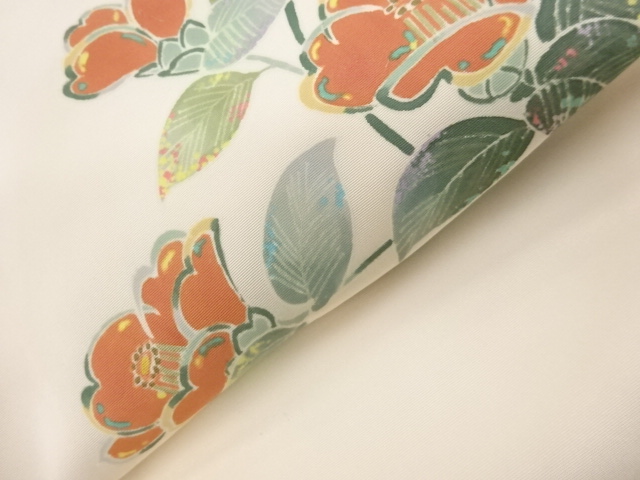  作家物　塩瀬椿模様名古屋帯